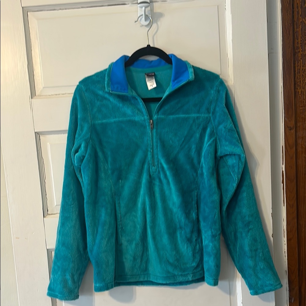 Patagonia Teal and Blue Fleece Hoodie
